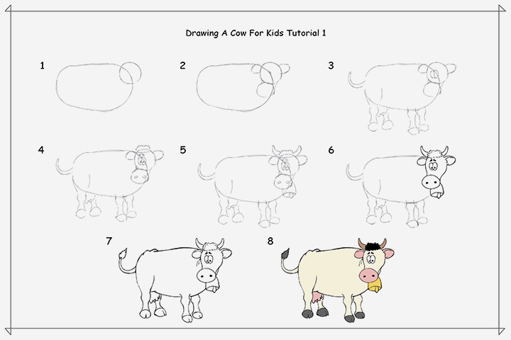 how to draw a cow for kids