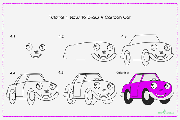 How to draw a car step by step for tutorial - Easy drawings