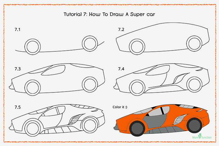 How to draw sports car  Step by Step with Easy, Spoken Instructions 