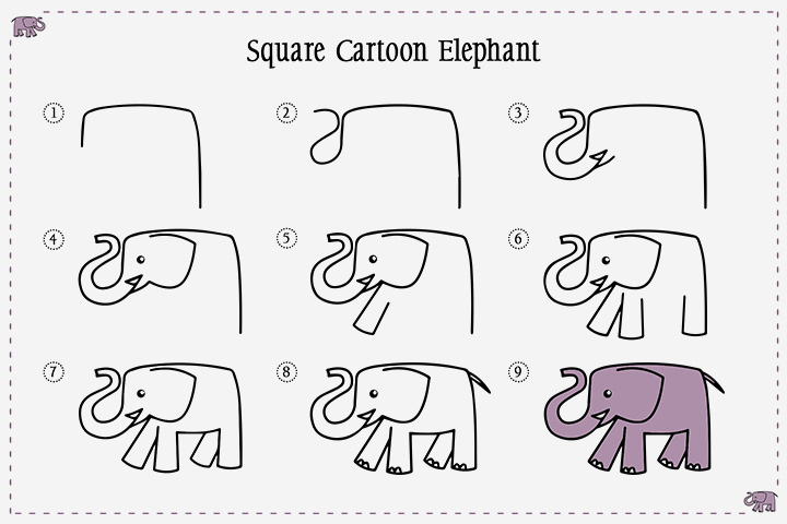 simple elephant drawing trunk up