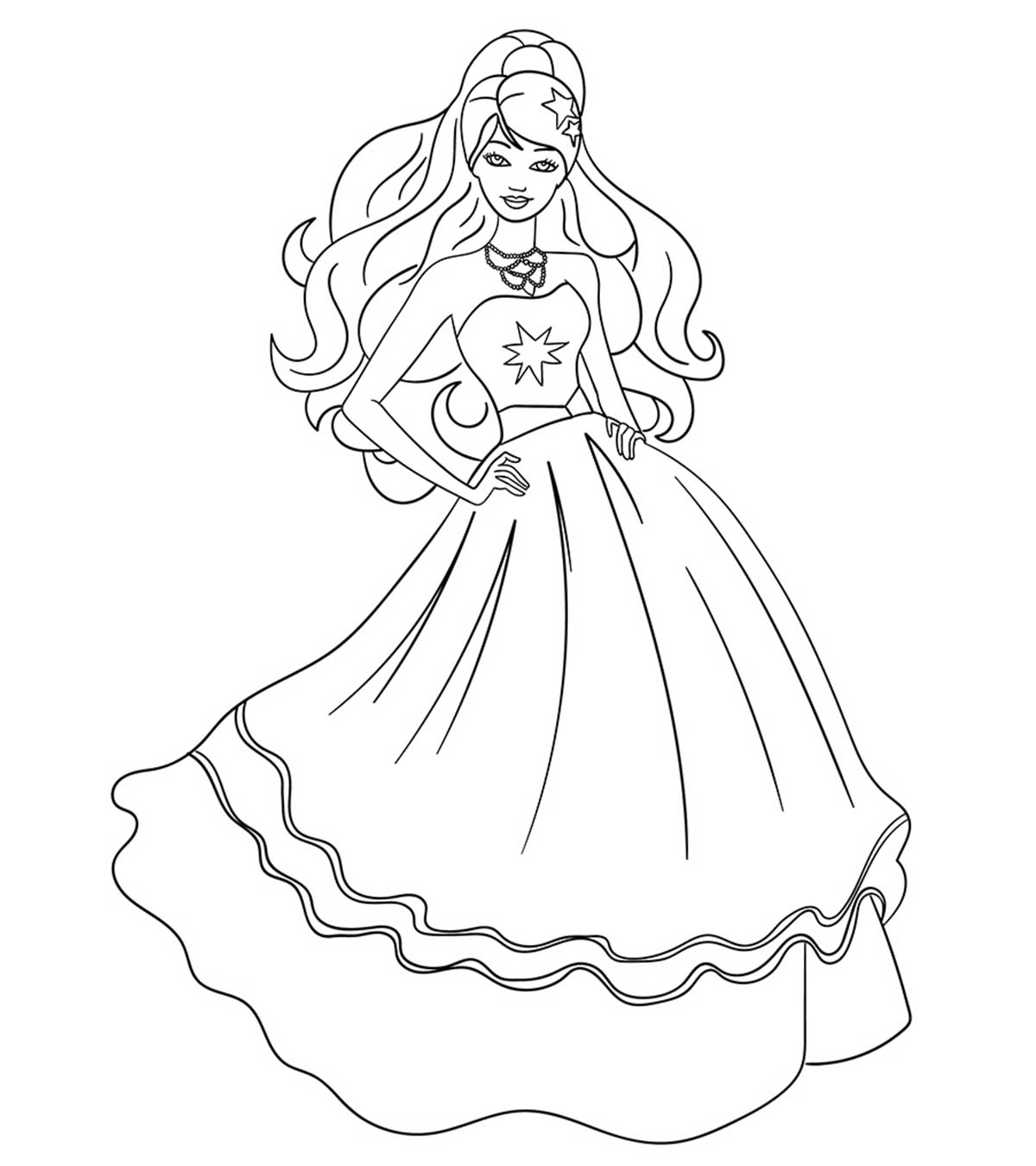 outline pictures of barbie princess