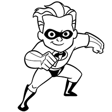 dash parr coloring page in black and white the incredibles