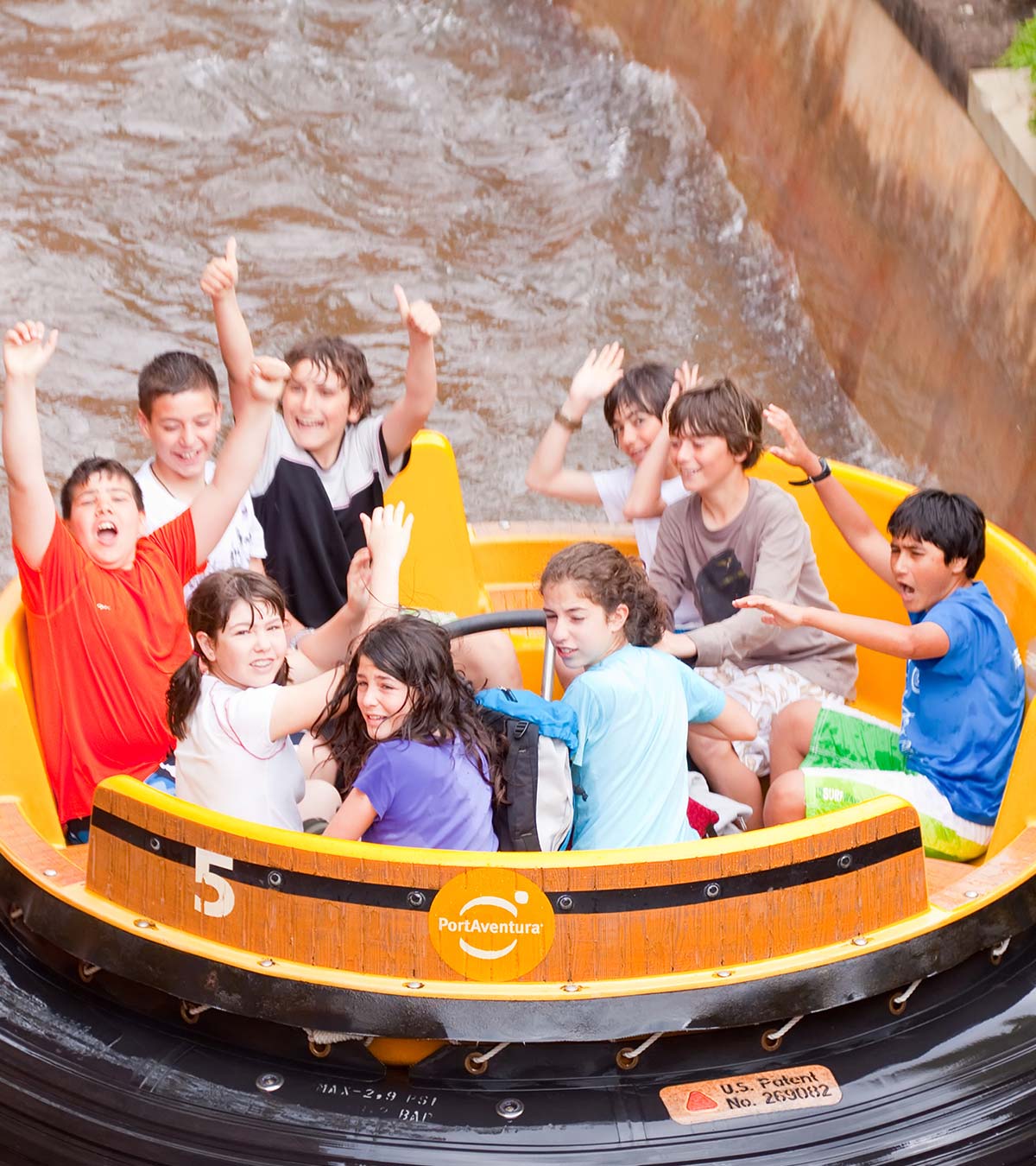 A group of friends are enjoying water rides