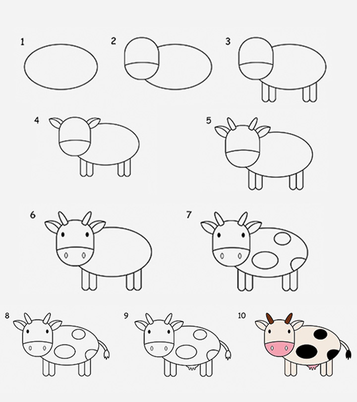 Cow Simple Drawing Image - Drawing Skill