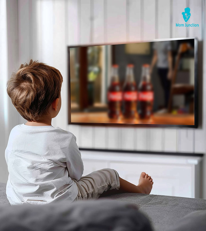 A child watching a TV advertisement