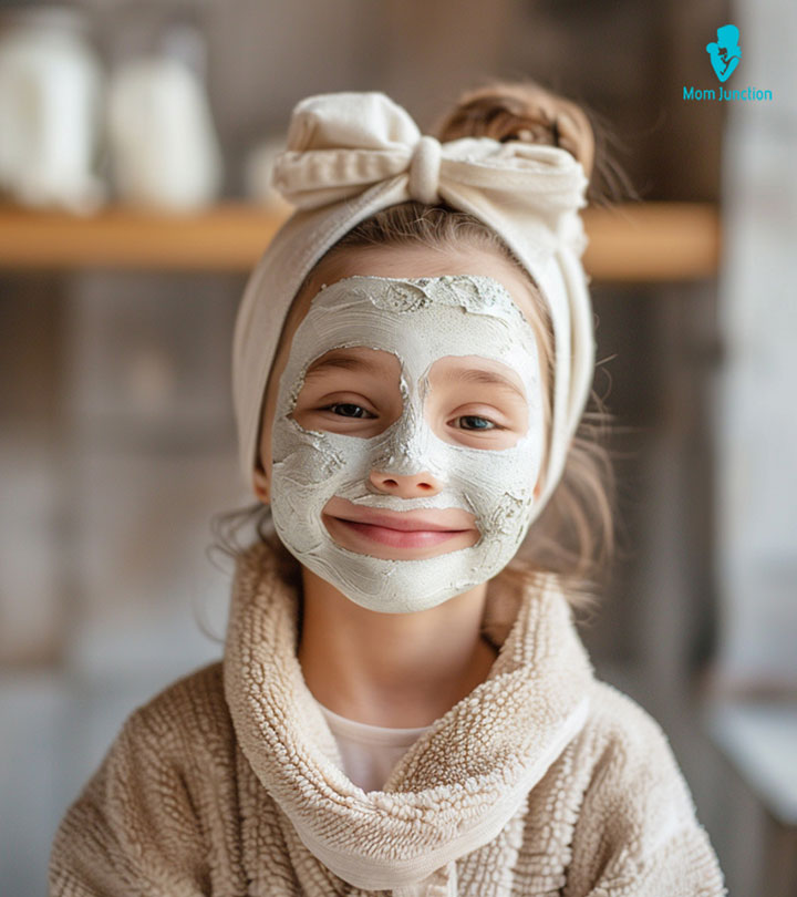 Child With A Homemade Face Mask Applied