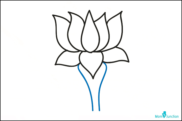Lotus flower doodle icon, vector illustration on white. Simple drawing in  blue color 13789392 Vector Art at Vecteezy