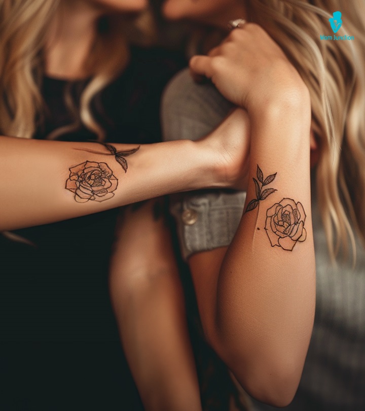 Mother And Daughter With Same Tattoo On Shoulder