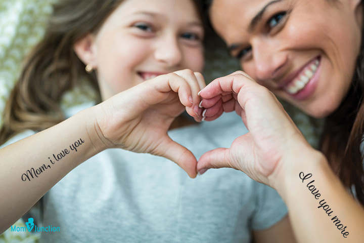 Love Heart Tattoo Mom and Dad Temporary Tattoo Waterproof For Girls