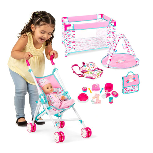 Adora 3-in-1 Baby Doll Stroller Set with Removable Seat - Adora