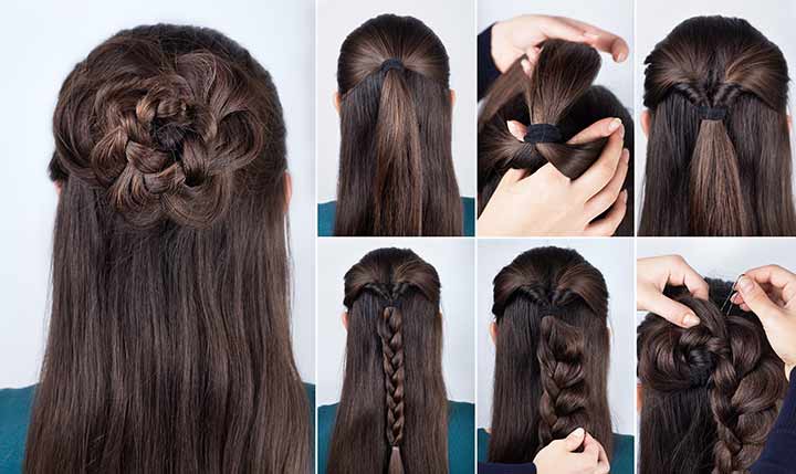 1 Min Updo Hair | Everyday Quick & Easy Half Up Half Down Bun Hairstyles  For School, Colleg… | Half bun hairstyles, Hairstyles for school, Simple  wedding hairstyles