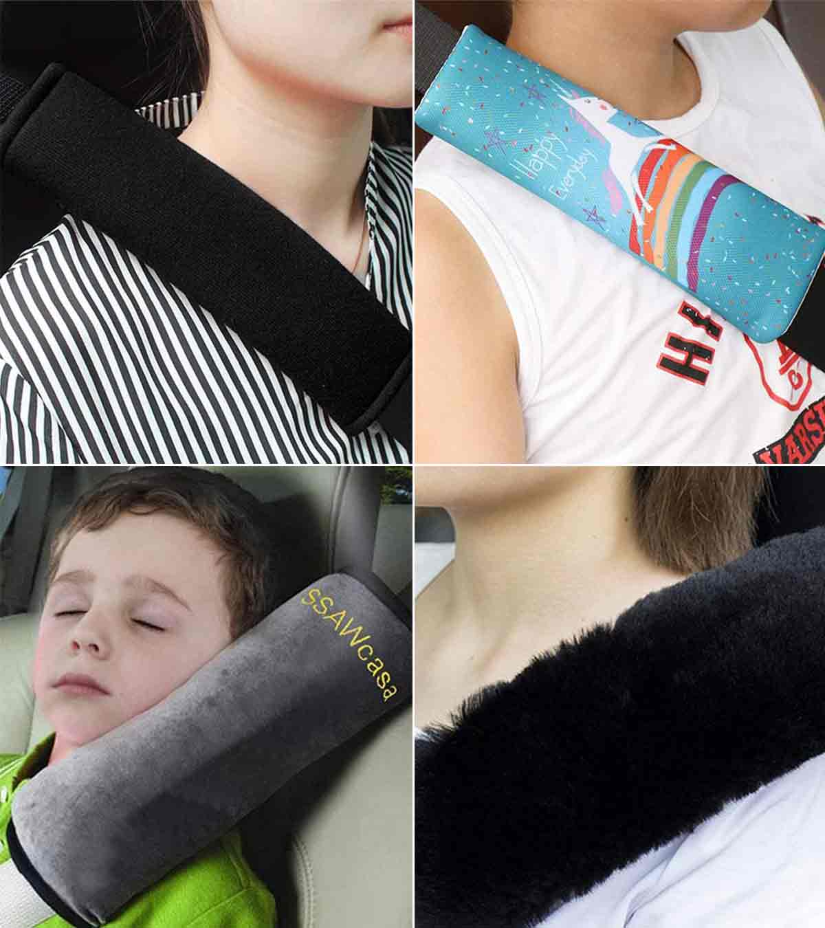 Kaufe 2Pcs Faux Leather Car Seat Belt Shoulder Pad Fastener Tape
