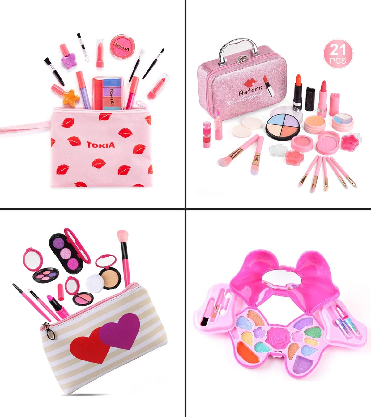 Pink Pretend Play Makeup Toy Set With Sound Makeup Bag, Cell Phone, Car  Key, Makeup Products Such As Lipstick & Mascara, Material