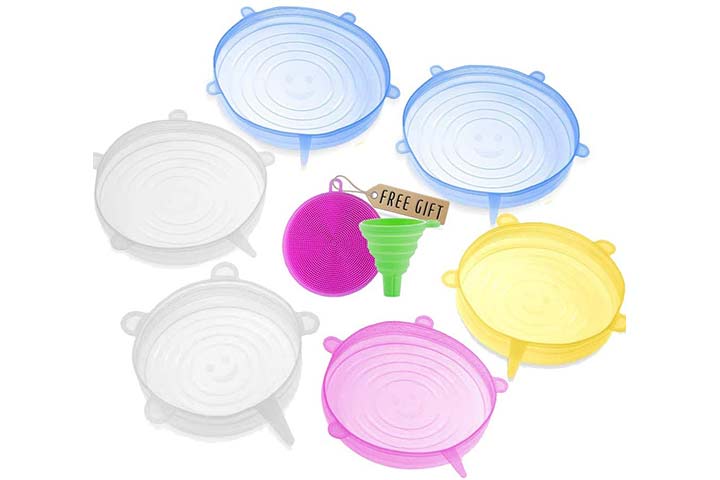 6pcs Multifunctional Silicone Stretch Lids, Fresh-keeping Reusable