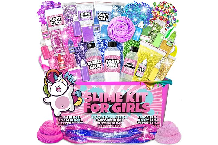 Laevo Unicorn Slime Kit for girls - DIY Slime Kits - Supplies Makes Butter  Slime, cloud Slime, clear Slime & More Sets - Toys fo