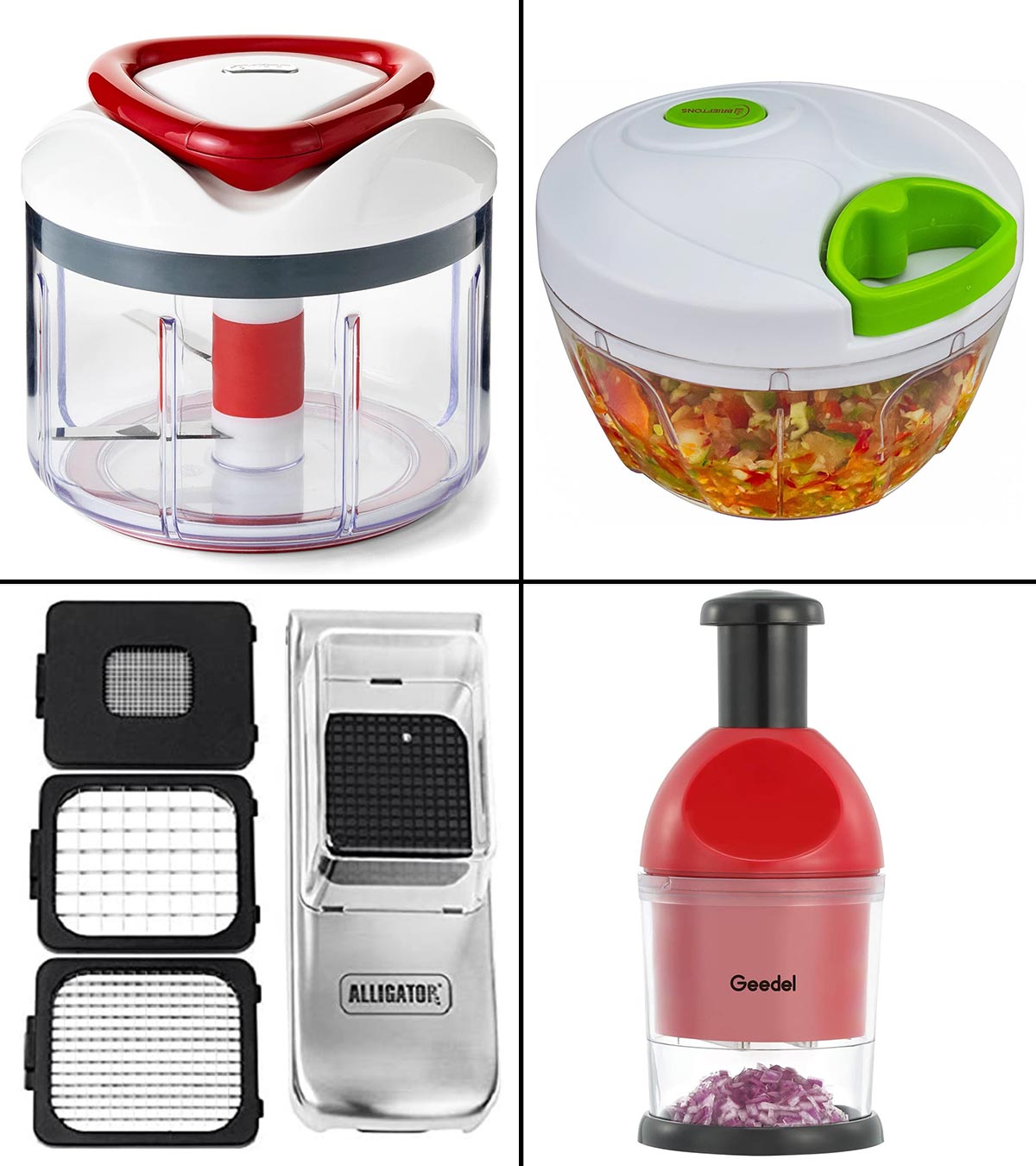 Portable and Manual Vegetable Chopper - Round, Compact, Green