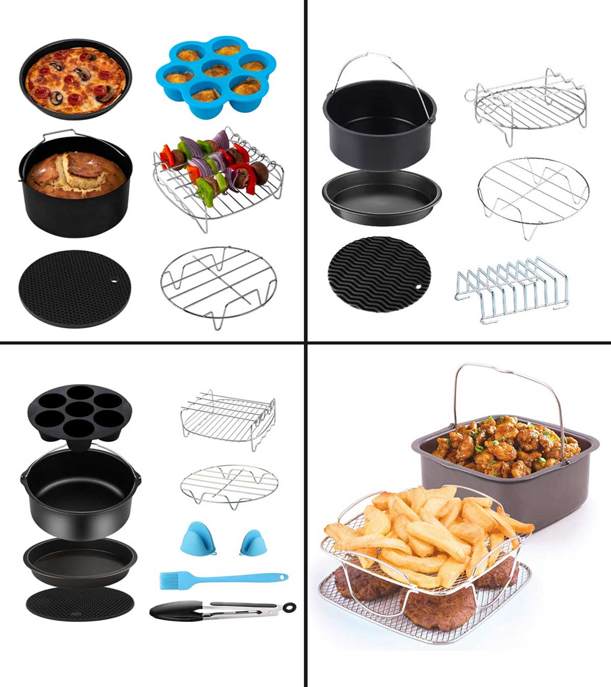 7 Pcs Air Fryer Accessories Set Baking Basket Pizza Pan Chips Home Kitchen  Tools