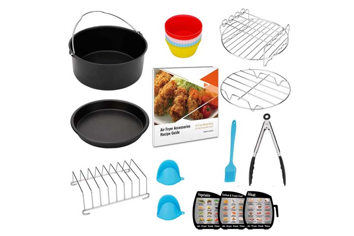 Air Fryer Accessories with Rack, Reusable Mats and Cheat Sheet Guides  Compatible with Dreo, Chefman, Cosori, Nuwave® + More - Stainless Steel Air