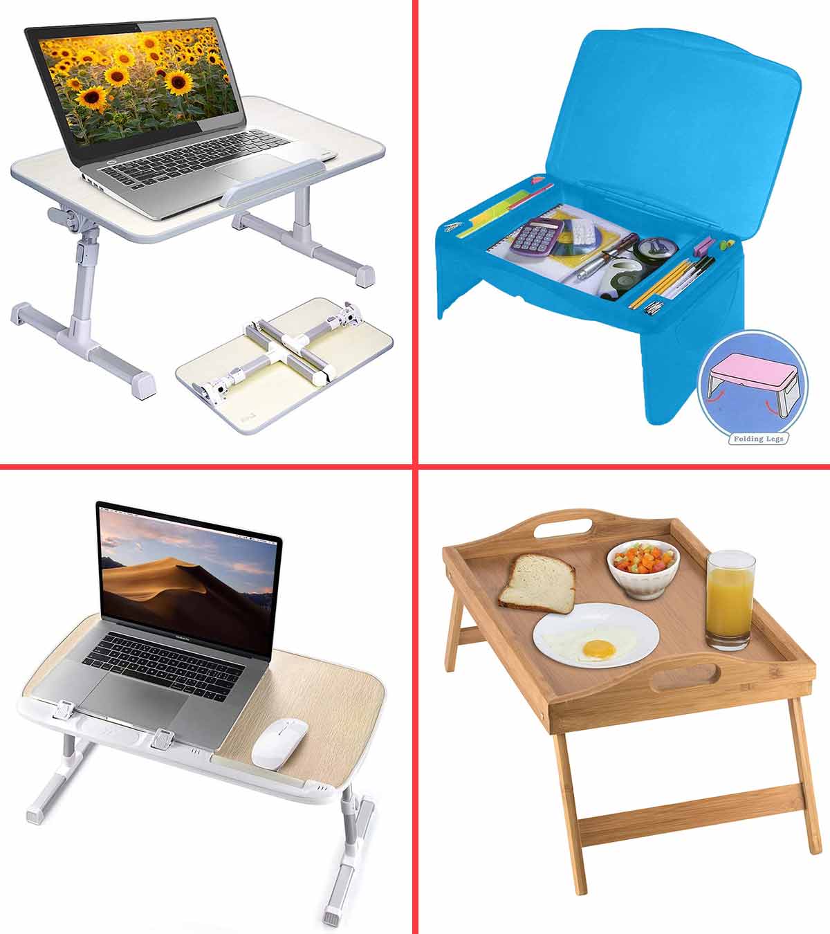 Bed Trays Eating Table Breakfast in Bed Tray with Legs,Lap Trays for Adults Food  Trays Eating On Bed, Tv Tray for Bed Bamboo Bed Tray Table with Foldable  Legs 20 Inch Removable