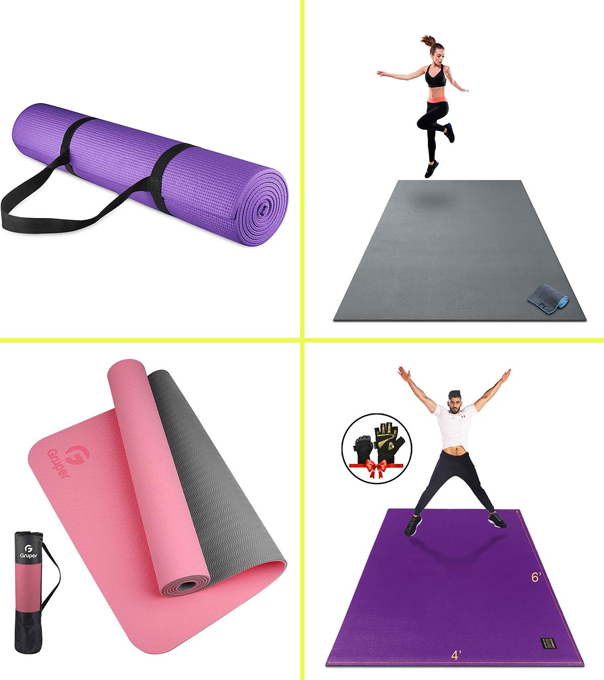Sunny Health & Fitness Thick Tri-Fold Exercise Yoga Mat for at Home Workout,  Gymnastics, Stretching, Core Workout, NO. 048 
