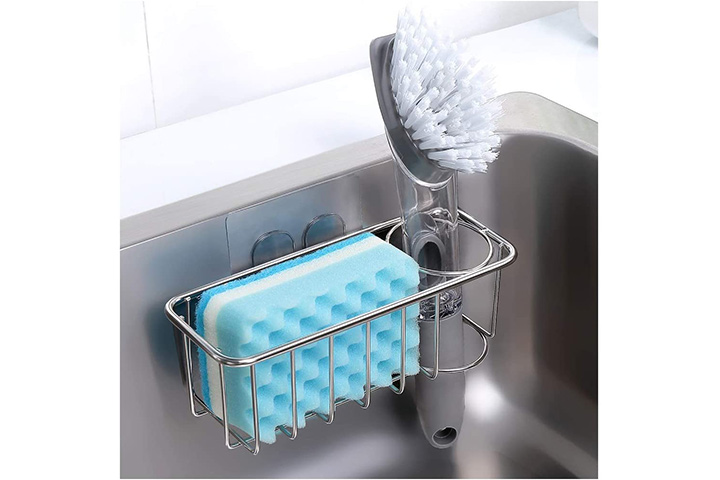 sponge holder, aiduy sink caddy kitchen brush soap dishwashing