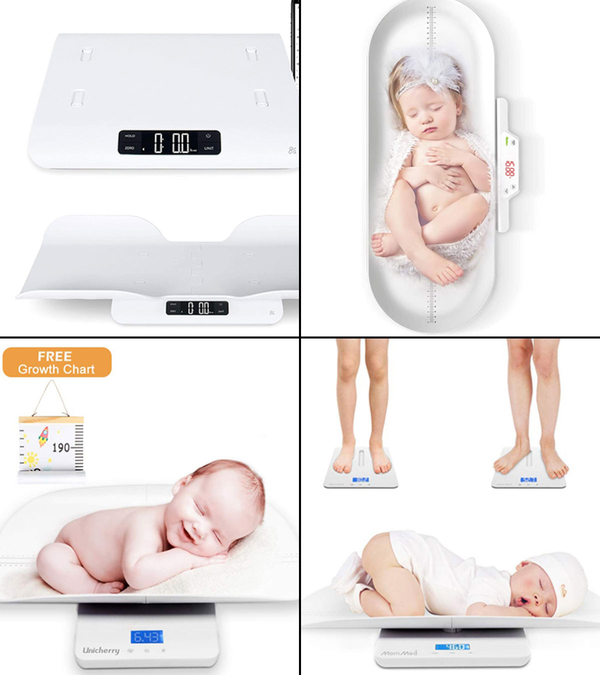 Baby weighing scale with open weighing surface