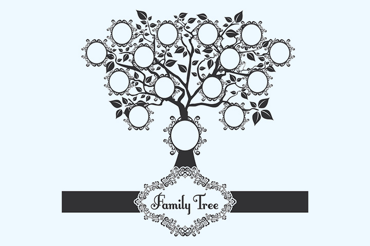 family tree drawing black and white