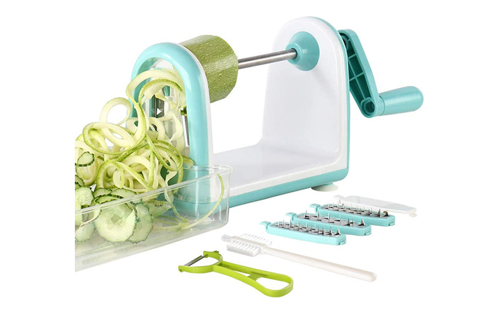 3 in 1 Spiral Slicer Zucchini Noodle Maker Vegetable Spiralizer Spiral Rotating Slice Cutter Manual Grater Kitchen Tools for Health & Diet Food Salad