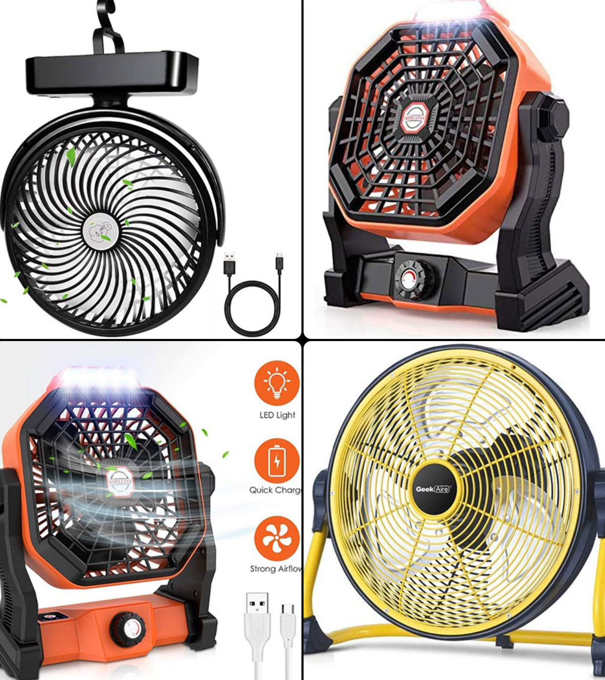 Camping Fan with LED Lights 7-Inch, Rechargeable 5000mAh Tent Fan Battery  Operated/USB Personal Fan for Camping RV BBQ Travel Home Office Desk Indoor