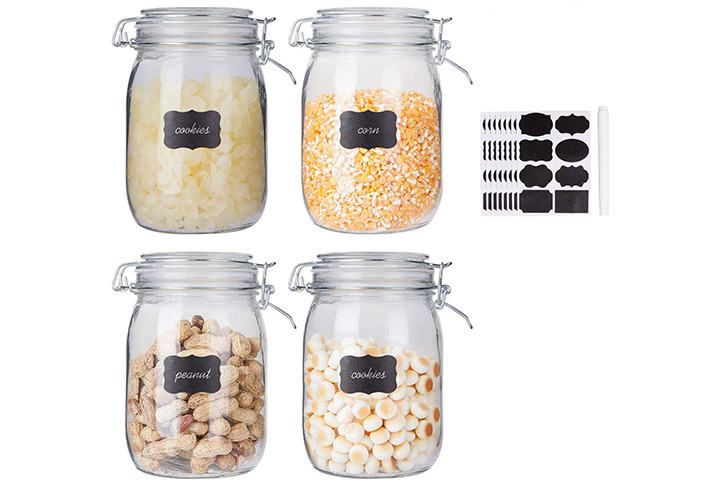 4 PCS Kitchen Airtight Food Storage Containers Square Glass Storage Jar  Labels Marker Stainless Steel Lid - China Food Storage Container and  Kitchen Storage Containers price