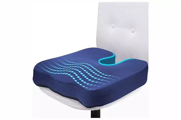 Sleepavo Navy Blue Memory Foam Seat Cushion - Office Seat Cushion