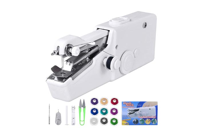 Portable ABS Mini Hand Sewing Machine Quick Handy Stitch Sew Needlework  Creative DIY Clothes Household Mending Tools - AliExpress