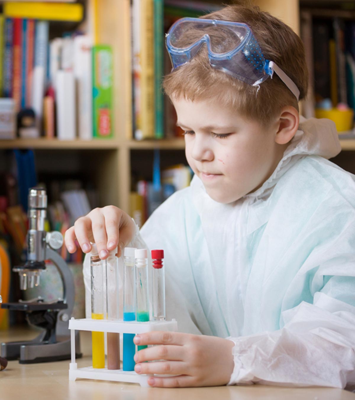 A kid doing some experiments