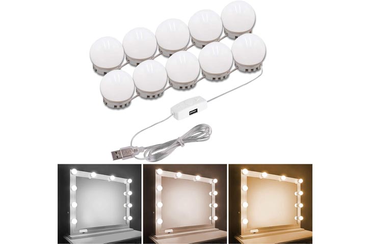  Waneway Vanity Lights for Mirror, DIY Hollywood Lighted Makeup  Mirror with Plug in Dimmable Lights, Stick on LED Mirror Light Kit for  Vanity Set, for Bathroom Wall Mirror, 10-Bulb : Tools