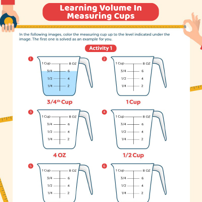 Using measuring cups worksheets
