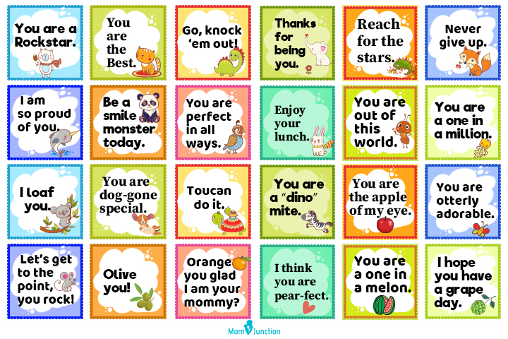 free encouraging lunch box notes