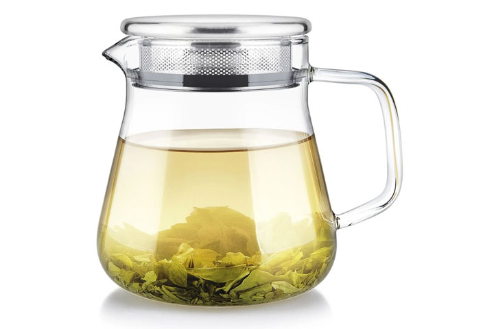 Teabloom Modern Brewing Cup with Loose Tea Infuser and Lid, Standard 12 oz.  Capacity - Single-Serve Tea Maker