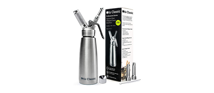  Otis Classic Stainless Steel Whipped Cream Dispenser, 500ml  with 3 Nozzles: Home & Kitchen