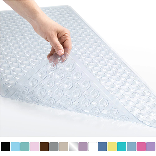 New Contemporary Clear Non Slip Mildew Resistant Vinyl Rubber Pebble Bath  Mat