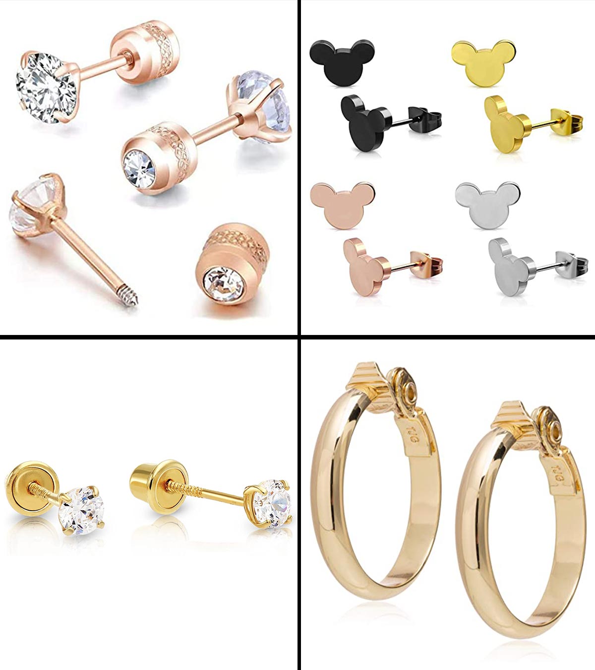 Baby Girls' Tiny CZ Birthstone Screw Back 14K Gold Earrings - Clear - in Season Jewelry