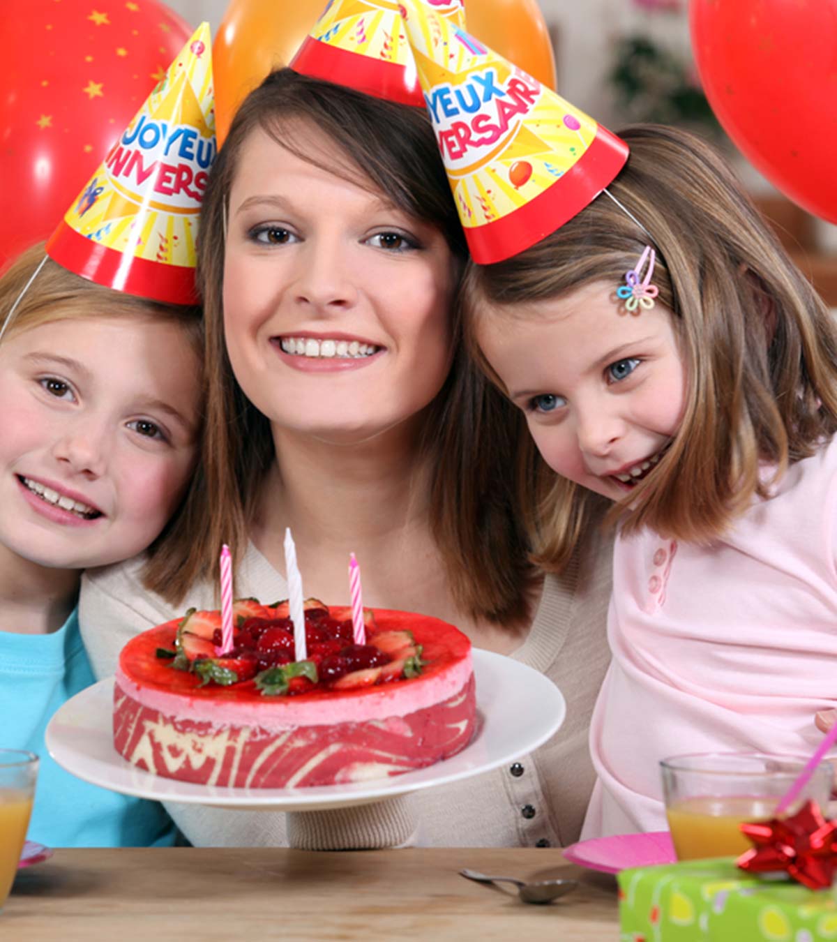 Aunt Celebrating Birthday With Kids
