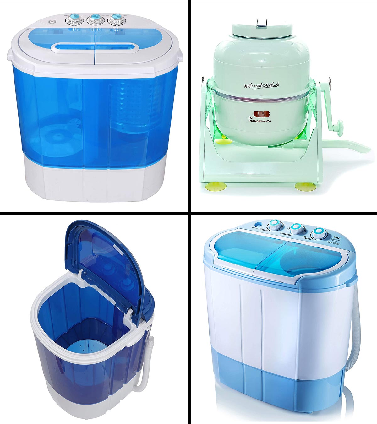 Pyle Compact Home Washer & Dryer, 2 in 1 Portable Mini Washing Machine, Twin Tubs, 11lbs. Capacity, 110V, Spin Cycle w/Hose, Translucent Tub
