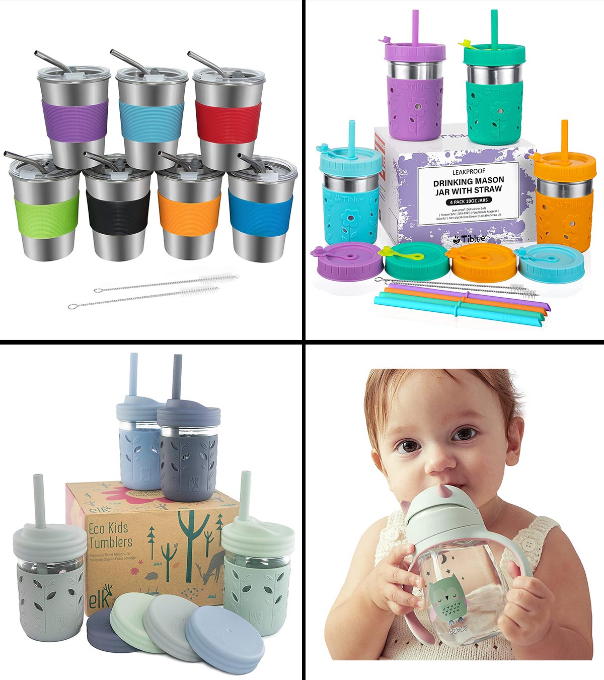 Toddler Silicone Straw Cups, Spill Proof Sippy Cup with Handles 6