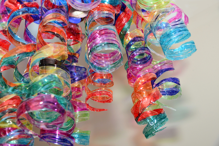making crafts with plastic bottles