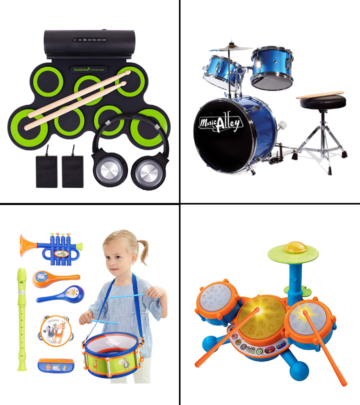 Electronic Drum Kit PlaySet Toy Kid Beat Musical Microphone Pedal