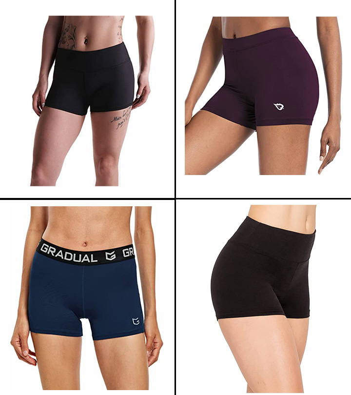 LOVESOFT Women's 5 High Waist Biker Shorts Workout Yoga Running Gym  Compression Spandex Volletball Shorts with Side Pockets