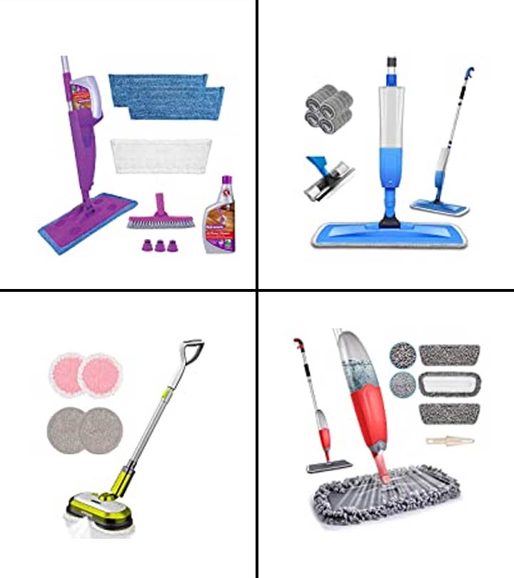 Mops for Floor Cleaning Wet Spray Mop with 14 oz Refillable Bottle and 2  Washable Microfiber Pads Home or Commercial Use Dry Wet Flat Mop for  Hardwood