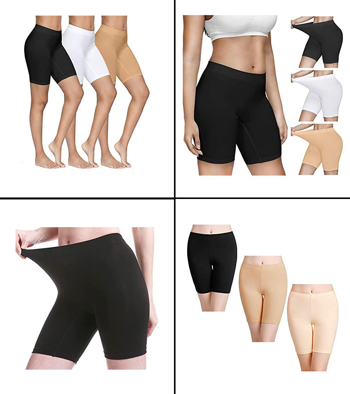 JOYSHAPER Slip Shorts for Under Dresses Anti Chafing Thigh Bands Underwear  Women Girls Lace Stretch Safety Pants