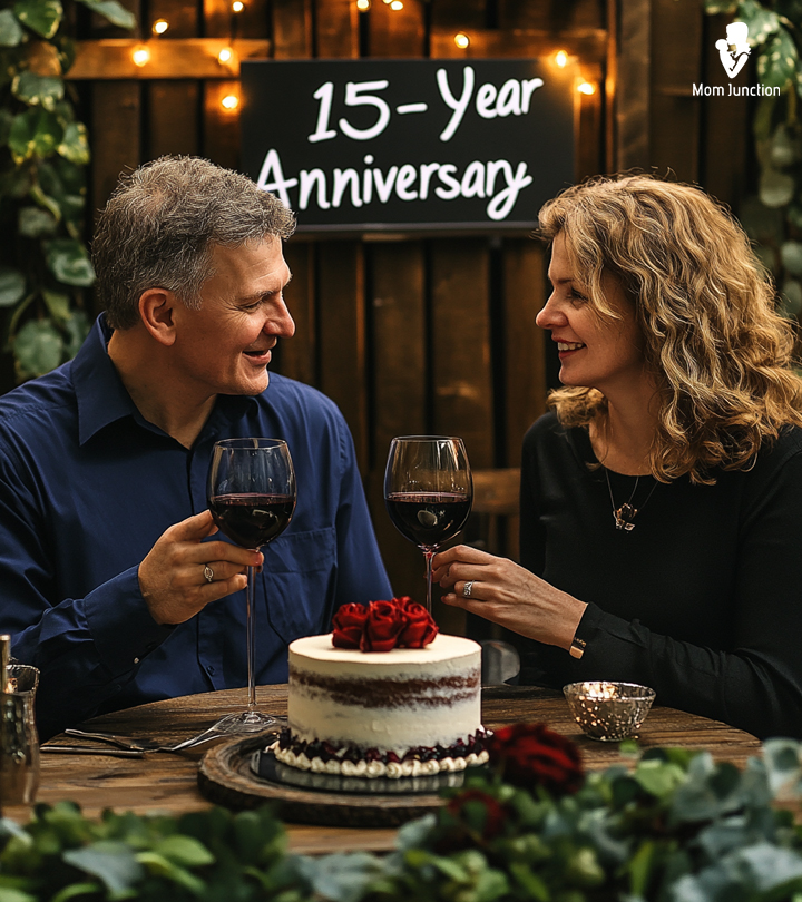 A couple celebrating their 15th anniversary