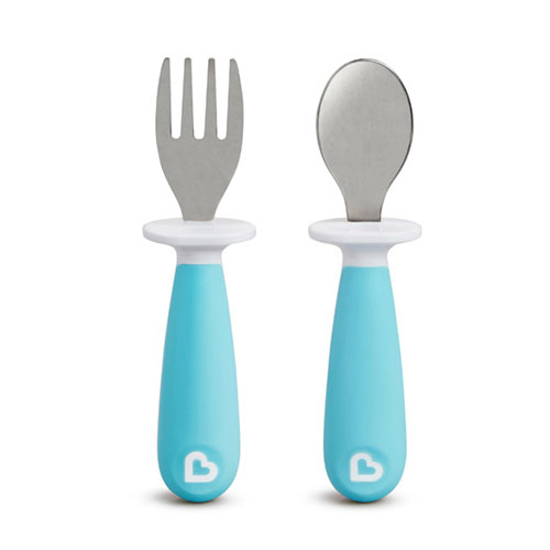 WeeSprout Toddler Utensils, 3 Forks & 3 Spoons, 18/8 Stainless Steel & Food  Grade Silicone, Blue, Pink, Off-White 